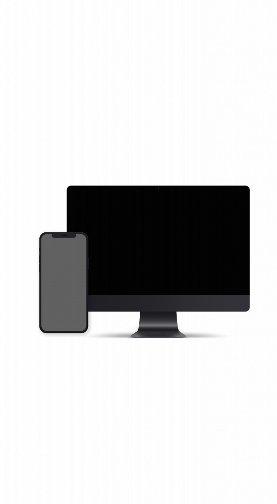 Een beeldscherm en telefoon waarop het definitieve design vervolgens kan worden weergegeven als professionele website